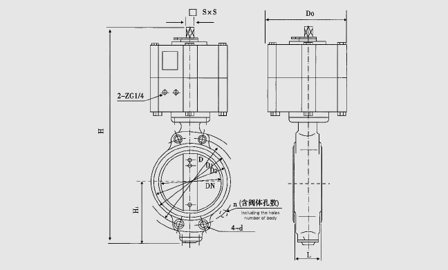 船用中心型氣動式蝶閥(圖1) 船用中心型氣動式蝶閥