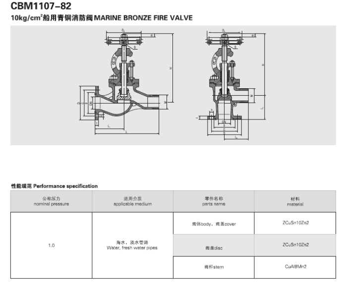 船用法蘭青銅消火栓GB/T2032-199(圖1) 船用法蘭青銅消火栓GB/T2032-199