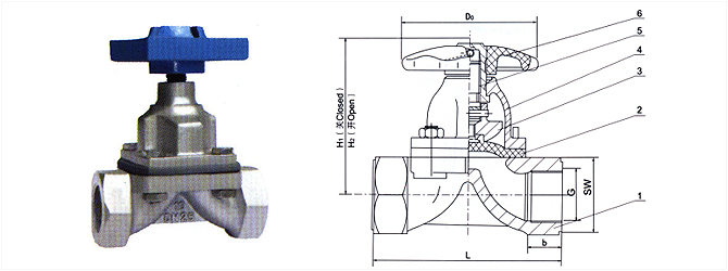 內螺紋隔膜閥結構圖與尺寸表1 內螺紋隔膜閥結構圖與尺寸表